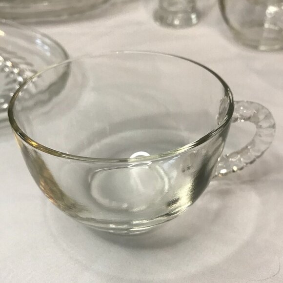 Vintage Federal Glass Homestead Snack Set.  Set of four:  Plates, cups, parfait - Picture 5 of 11